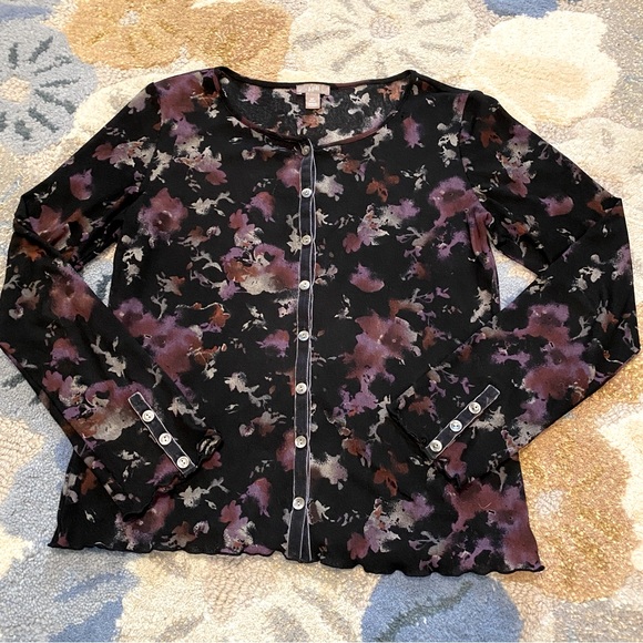 J.Jill Velvet Placket Knit Cardigan - Picture 2 of 7